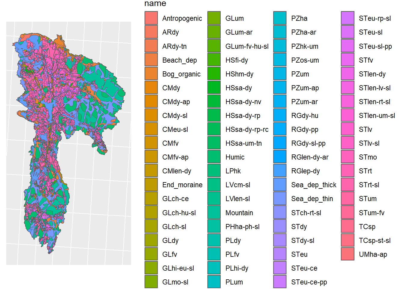 Soil map of CS10, in shapefile format