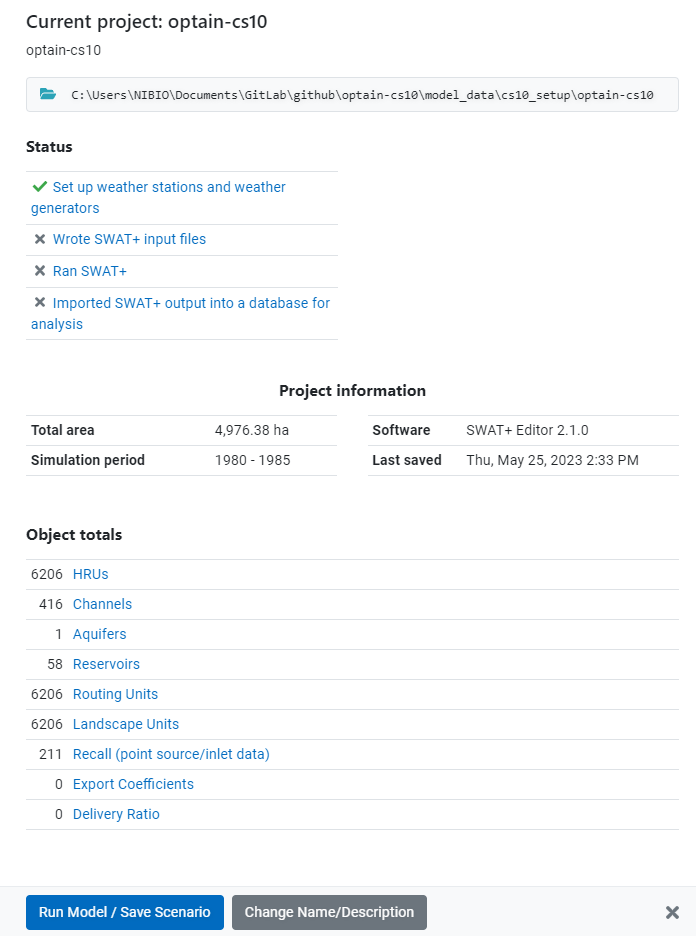 Project Information. The weather generator has been complete by svatools in Section 3