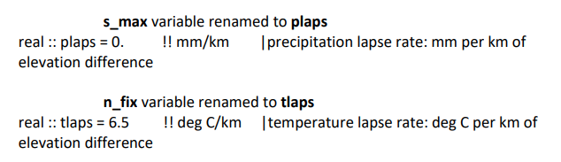 The tlaps and plaps parameters from the REVISION 60.5.4 documentation document