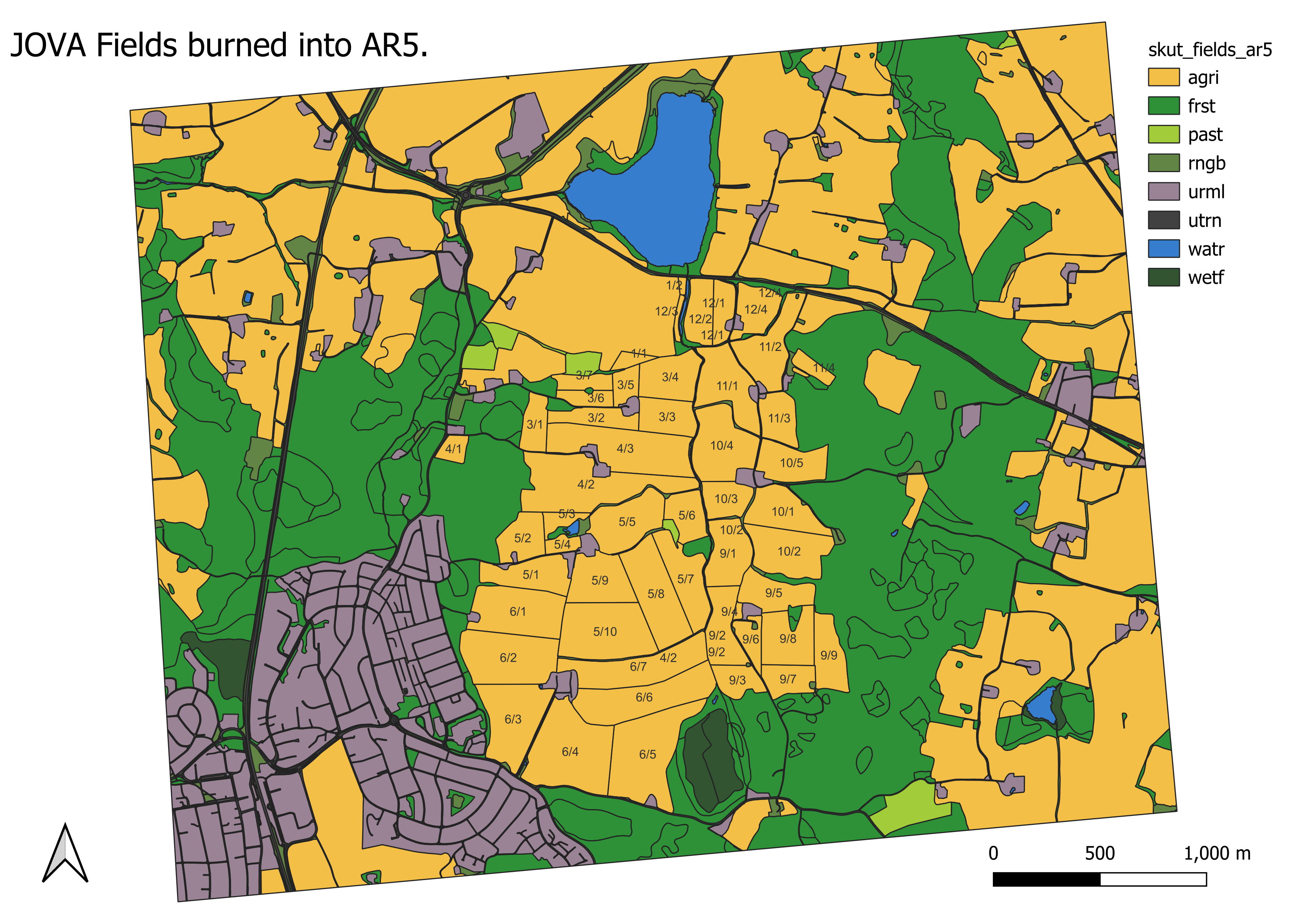 JOVA fields burned into AR5, work performed manually with QGIS